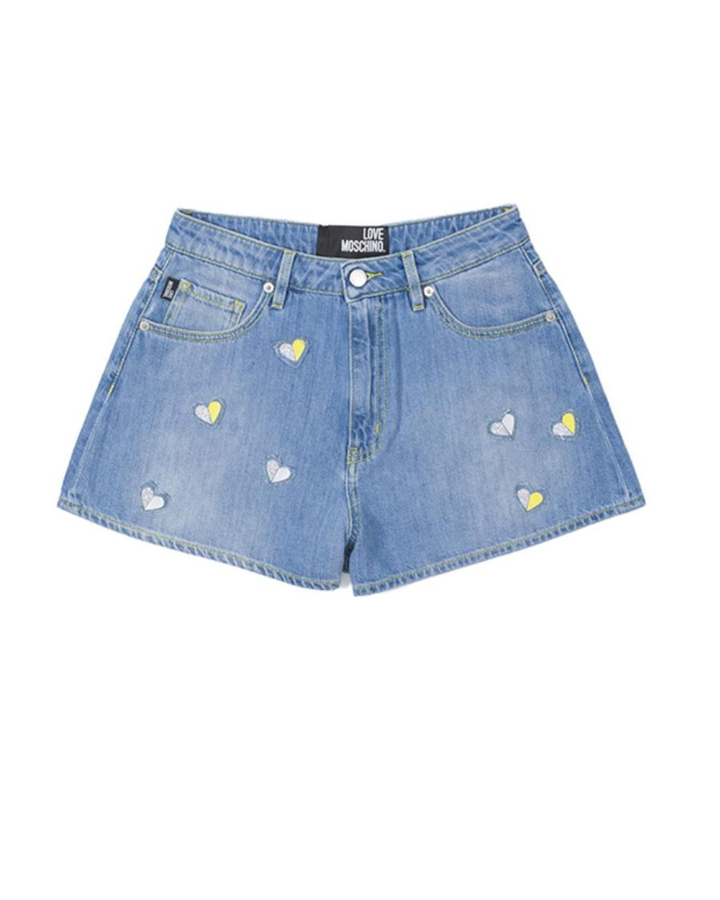 Moschino Blue Printed Denim Shorts