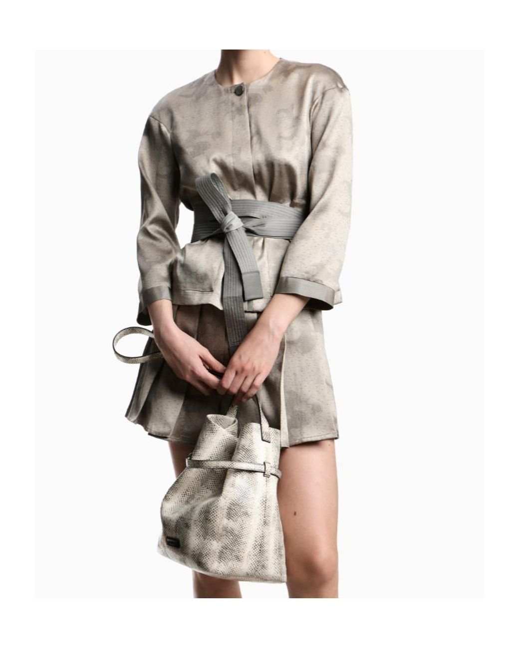 Emporio Armani Natural Button Pleated Mini Skirt