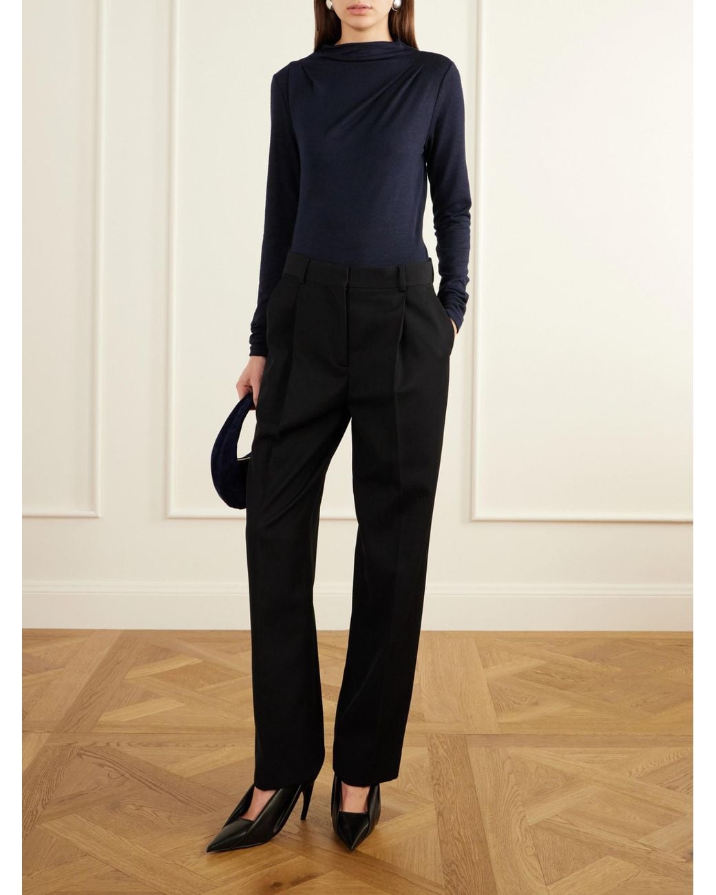 Proenza Schouler Blue Mimi Draped Stretch-Jersey Top