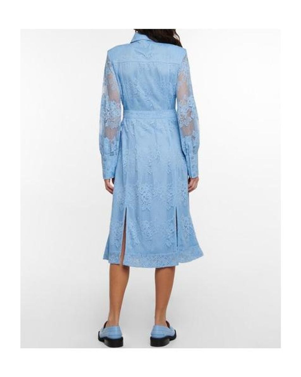 Ganni Blue Lace Shirt Dress