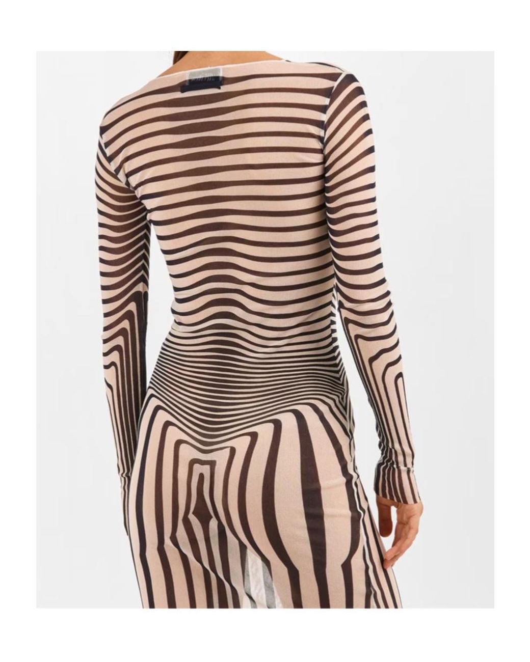 Jean Paul Gaultier Gray Striped Print Dress
