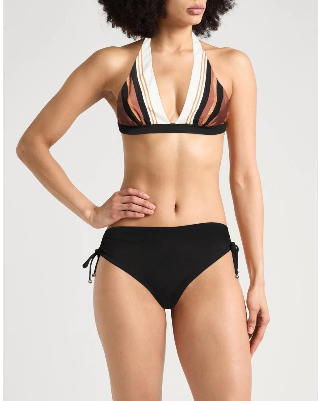 Max Mara White Striped Bikini Top