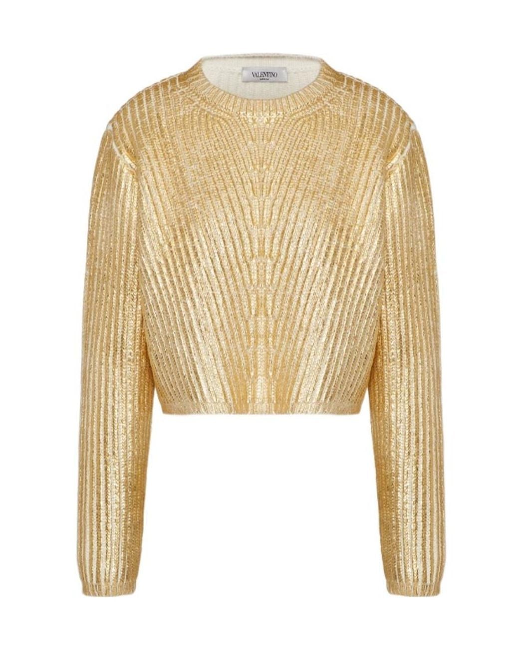 Valentino Natural Long-Sleeved Round-Neck Knitted Pullover