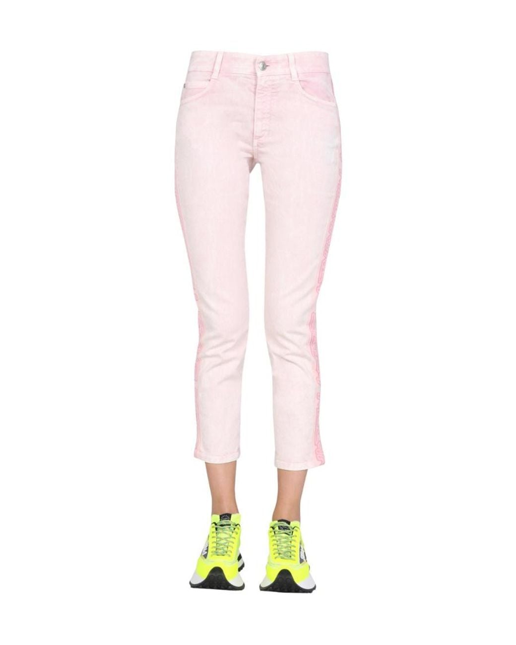 Stella McCartney Pink Logo Detailed Slim Fit Jeans