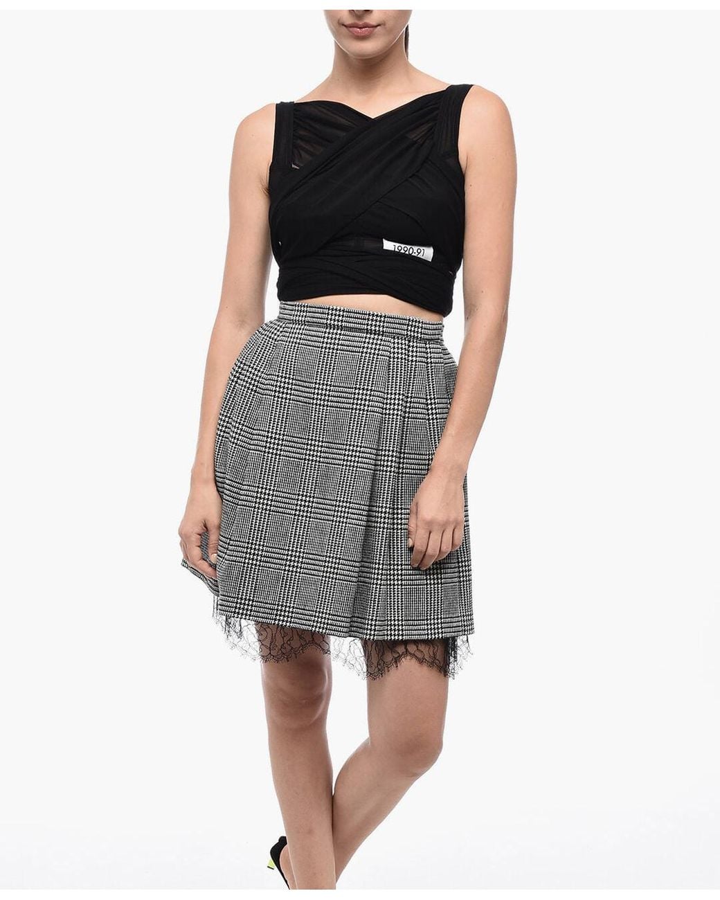 Dior Black Tartan Circle Skirt