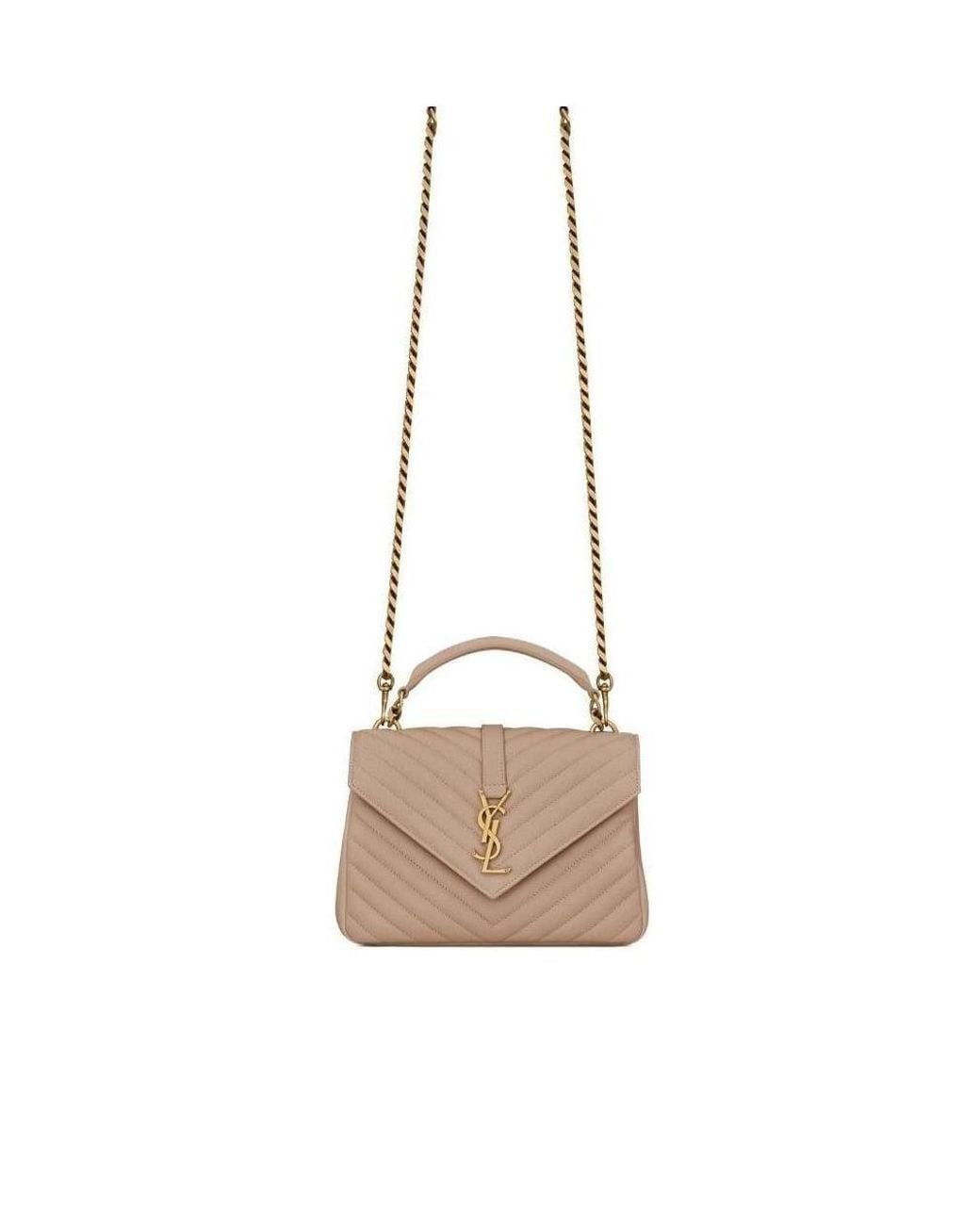 Saint Laurent Natural Collège Quilted Medium Shoulder Bag