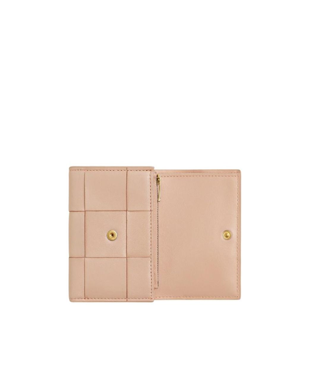 Bottega Veneta Natural Cassette Tri-Fold Zip Wallet