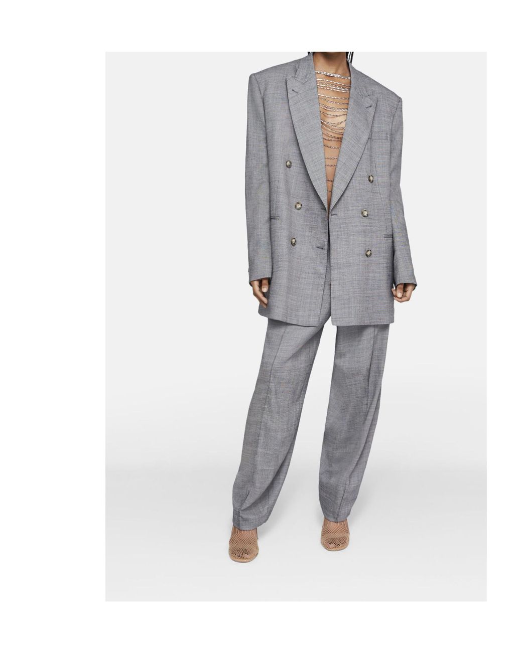Stella McCartney Gray Double-Breasted Blazer