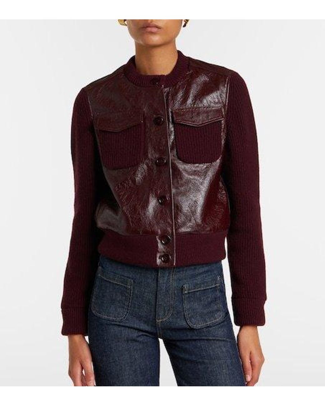 Dorothee Schumacher Red It's A Match Cropped Leather Jacket