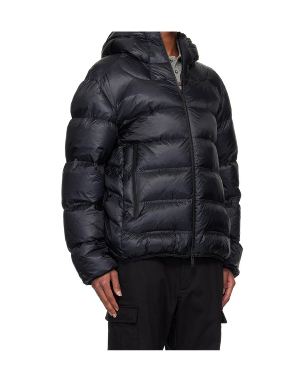 Moncler Black Logo-Patch Hooded Padded Jacket for men