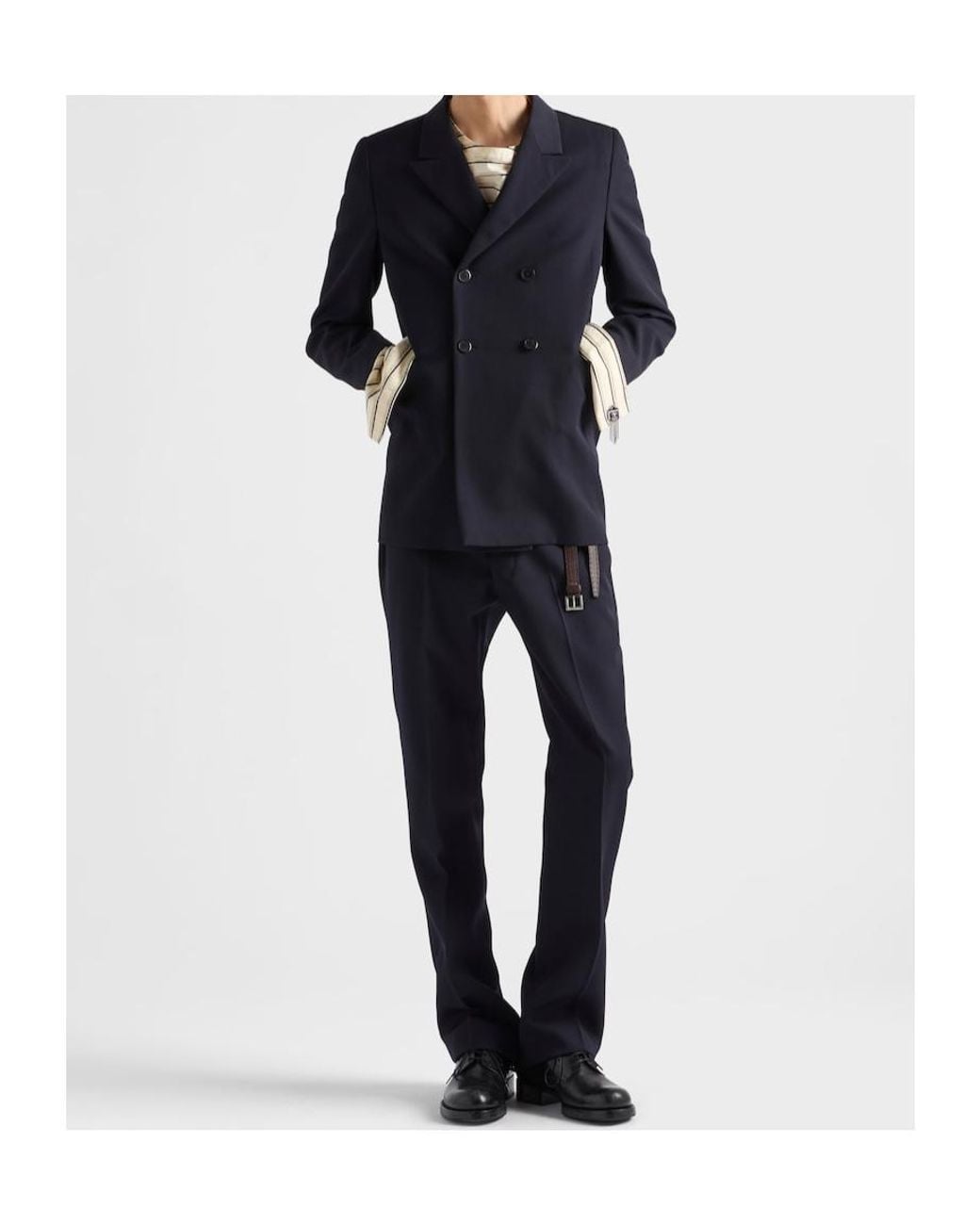 Prada Blue Double-Breasted Wool Jacket for men