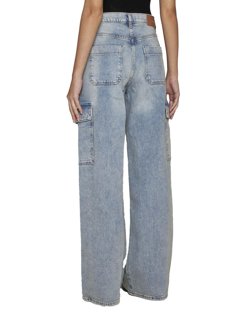 7 For All Mankind Blue Cargo Scout High-Rise Wide-Leg Jeans