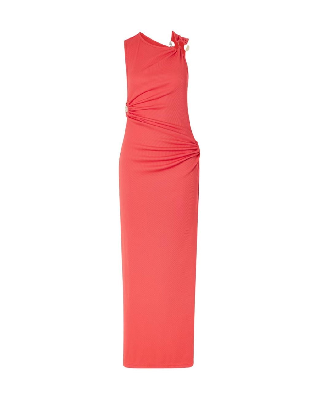 Christopher Esber Red Callisto Trinity Embellished Ruched Ribbed-Jersey Maxi Dress