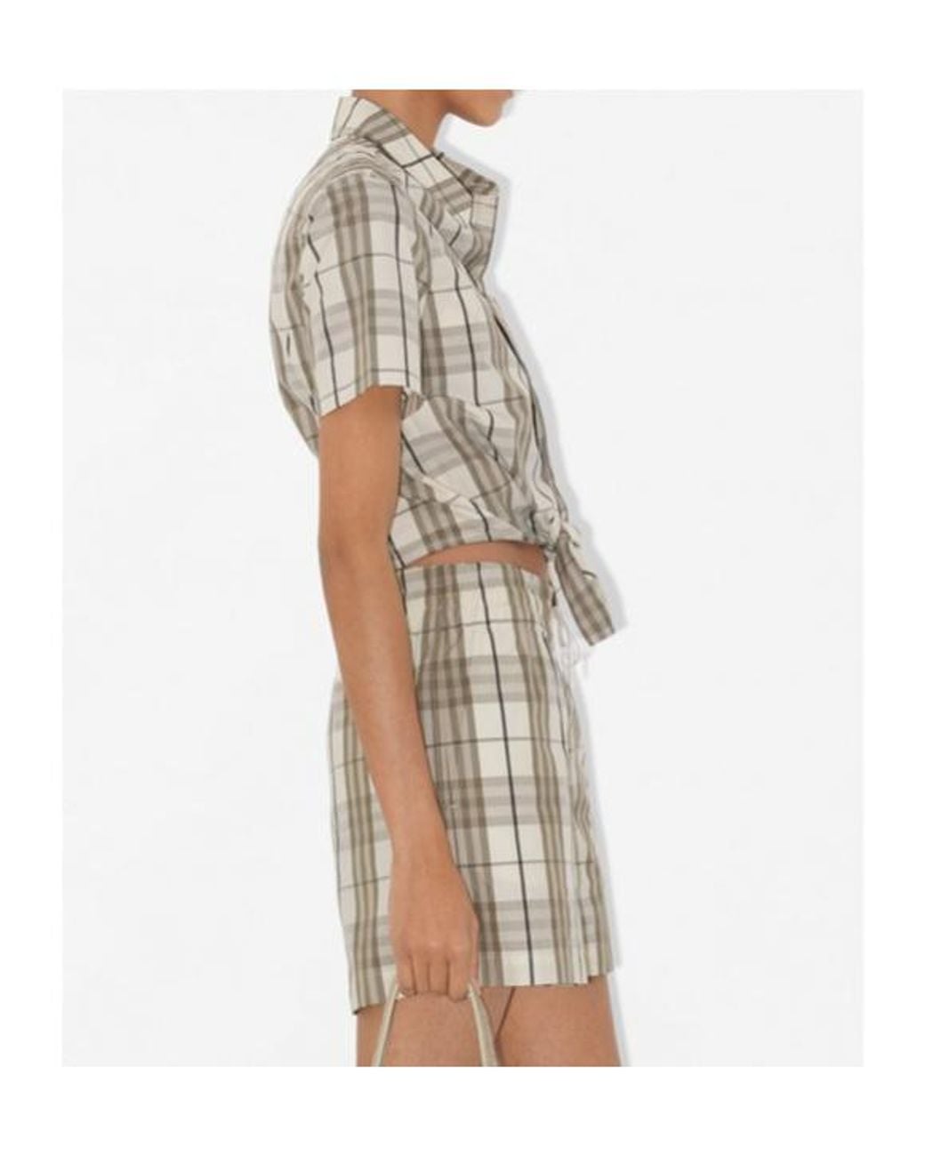Burberry Natural Cotton Check Cropped Shirt