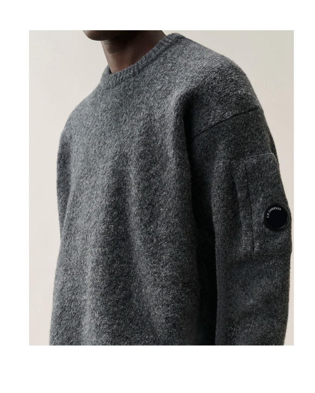 C P Company Gray Crew Neck Sweater for men