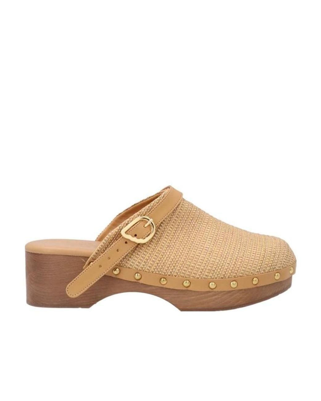 Ancient Greek Sandals Brown Classic Studded Buckle Clogs