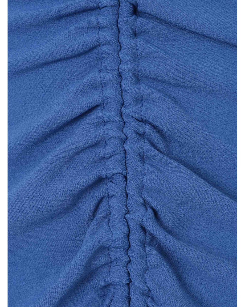 Victoria Beckham Blue V-Neck Asymmetric Midi Dress