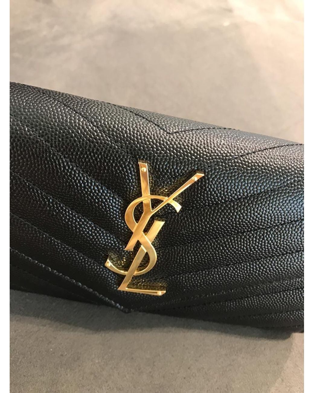 Saint Laurent Black Grain De Poudre モノグラム ウォレット