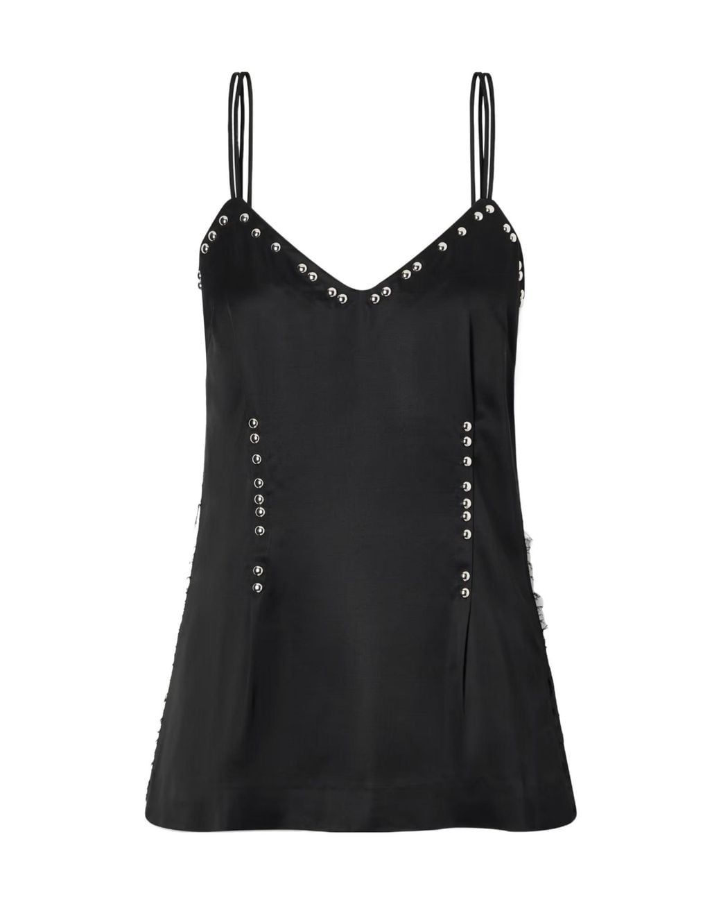 Wales Bonner Black Iris Studded Frayed Satin Camisole
