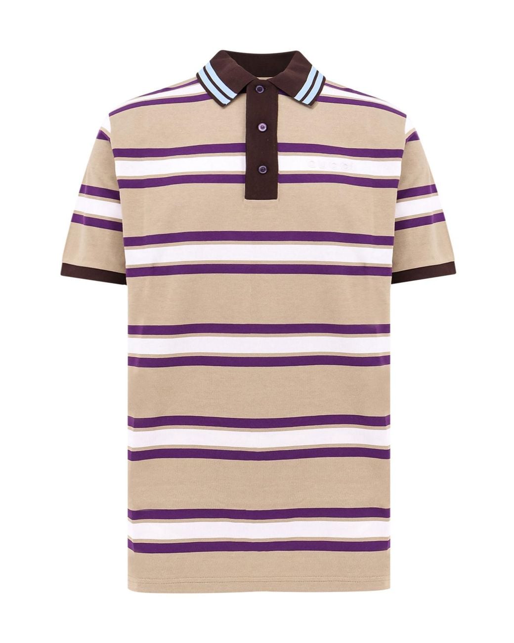 Gucci White Striped Jersey Polo Top for men