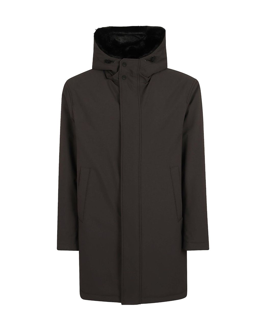 Herno Blue Hooded Concealed-Fasten Parka for men