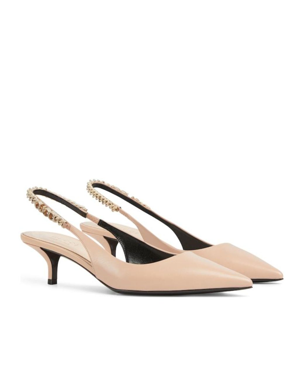 Gucci Natural Signoria Logo Plaque Slingback Pumps