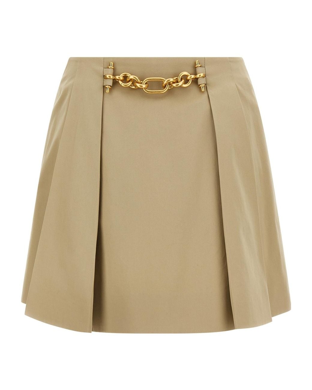 Balmain Natural Pleated Chain Mini Skirt