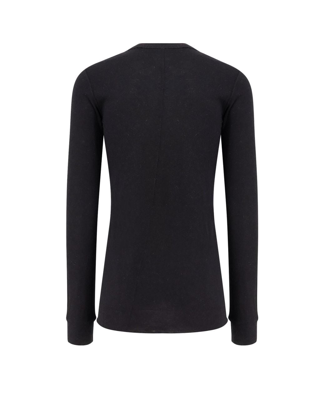 Rick Owens Black Fine-Knit Long-Sleeved T-Shirt for men