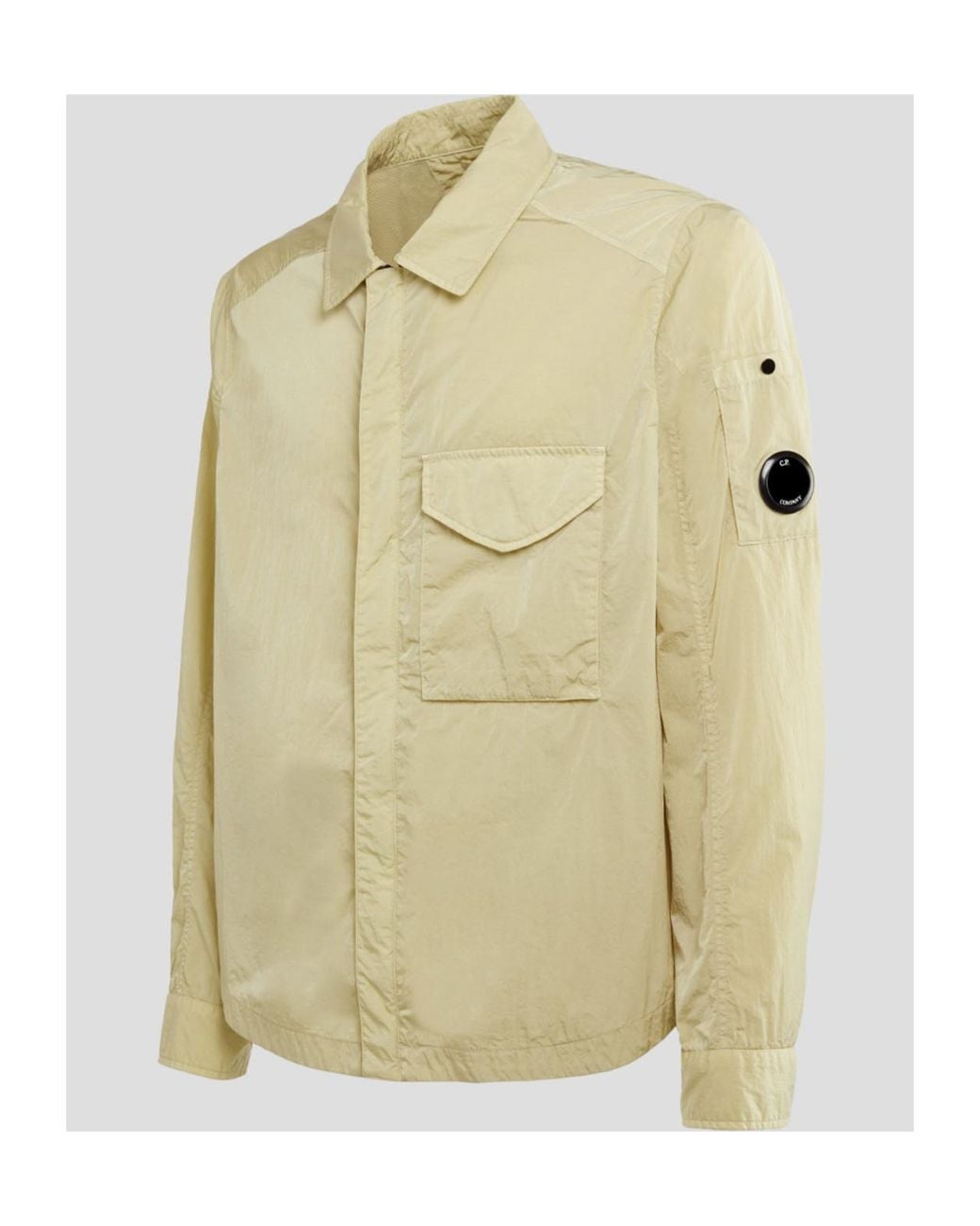 C P Company Green Logo-Plaque Detail Shirt Jacket for men