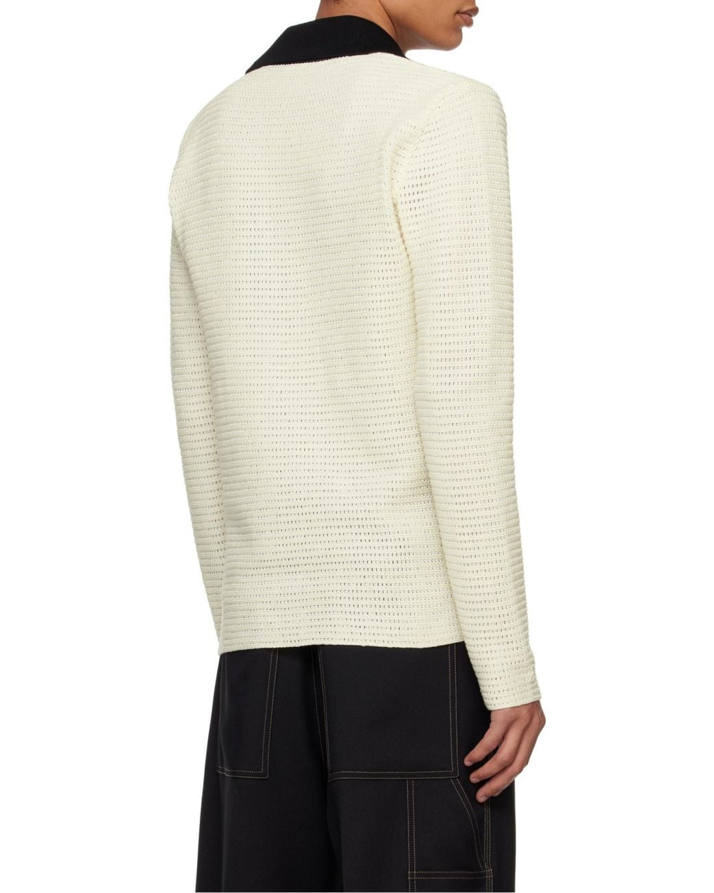 Jil Sander White Split Neck Knitted Jumper for men