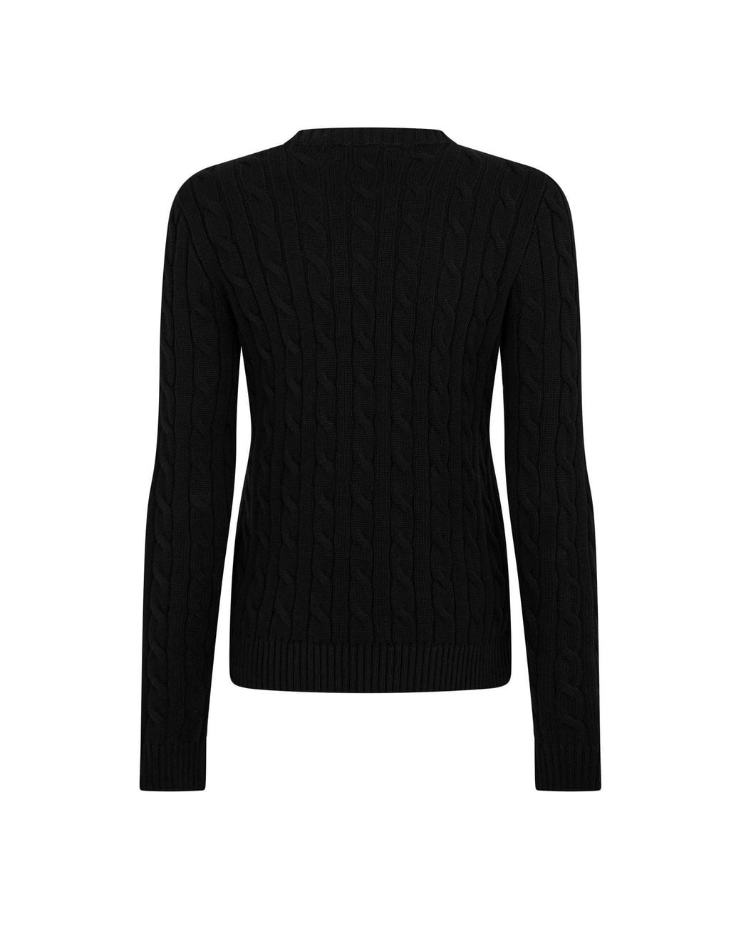 Ralph Lauren Black Button-Trim Cable Knit Jumper