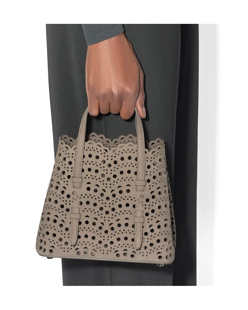 Alaïa Natural Alaïa Mina 20 Cut-Out Top Handle Bag