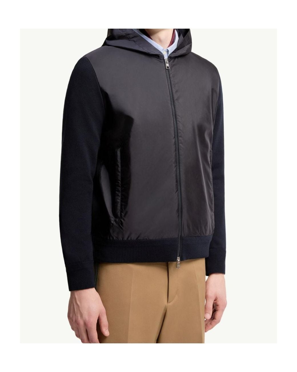 Moncler Blue Logo Patch Zip-Up Hoodie for men