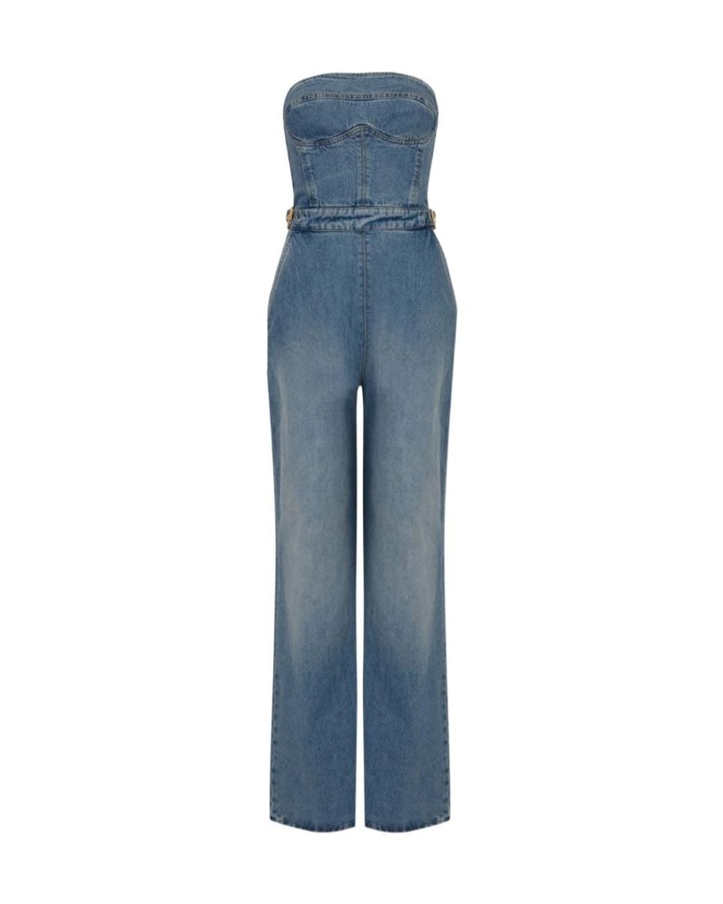 Elisabetta Franchi Blue Bustier Denim Jumpsuit