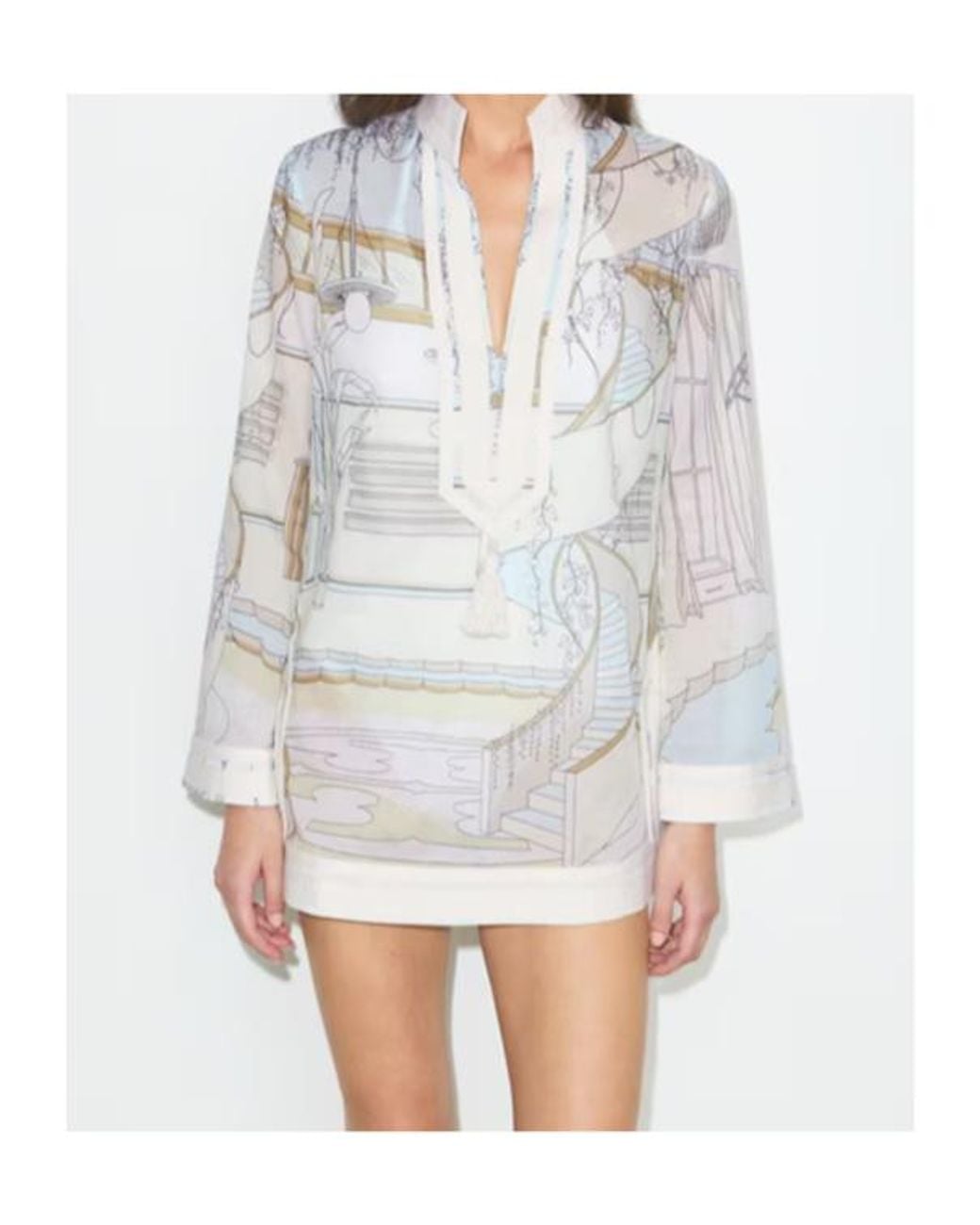 Tory Burch White Printed Tory Tunic