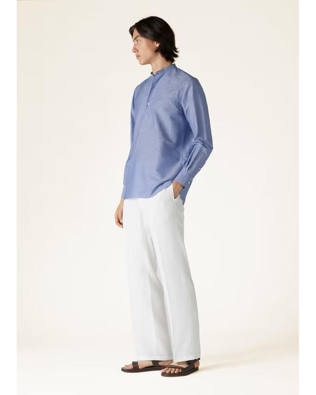 Loro Piana Blue Elia Striped Shirt for men