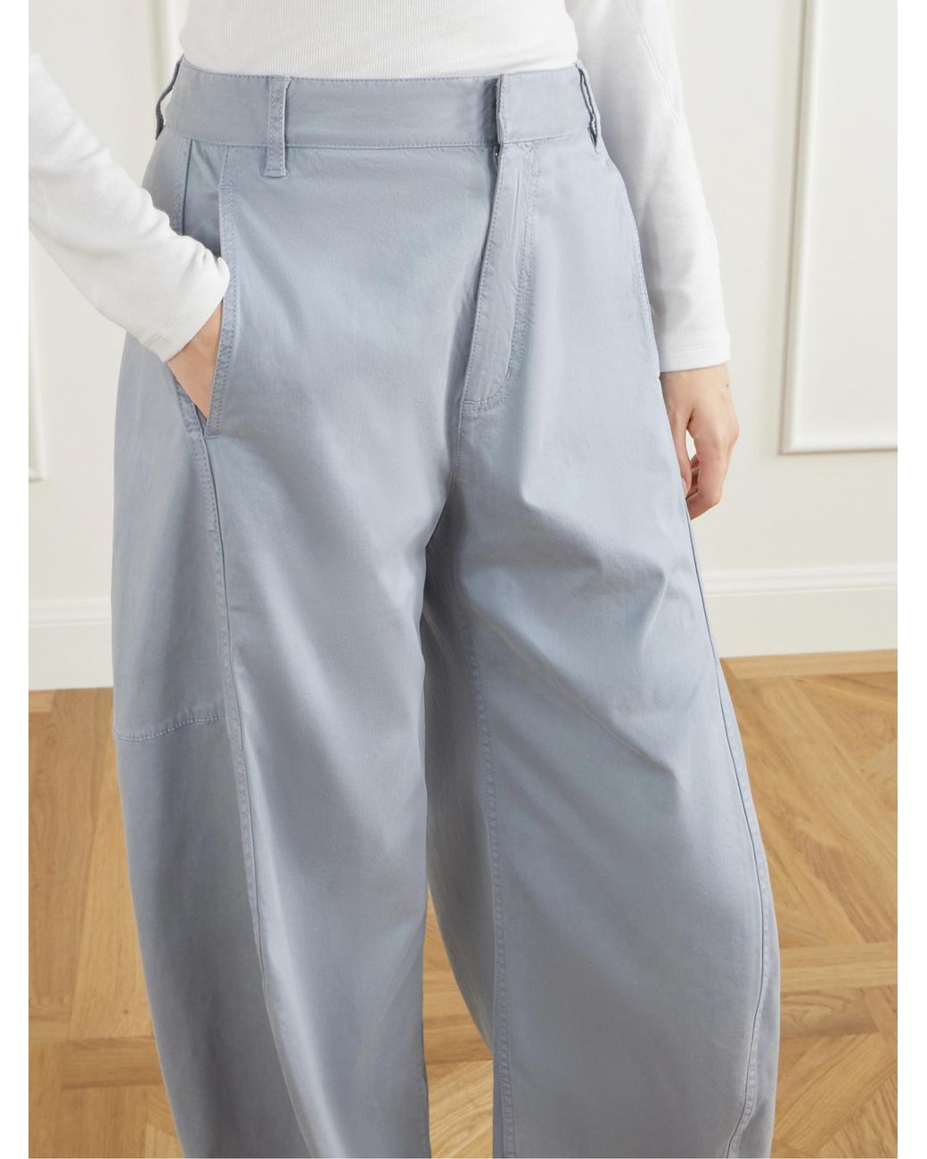 Tibi Gray Sid Lyocell-Blend Twill Wide-Leg Pants