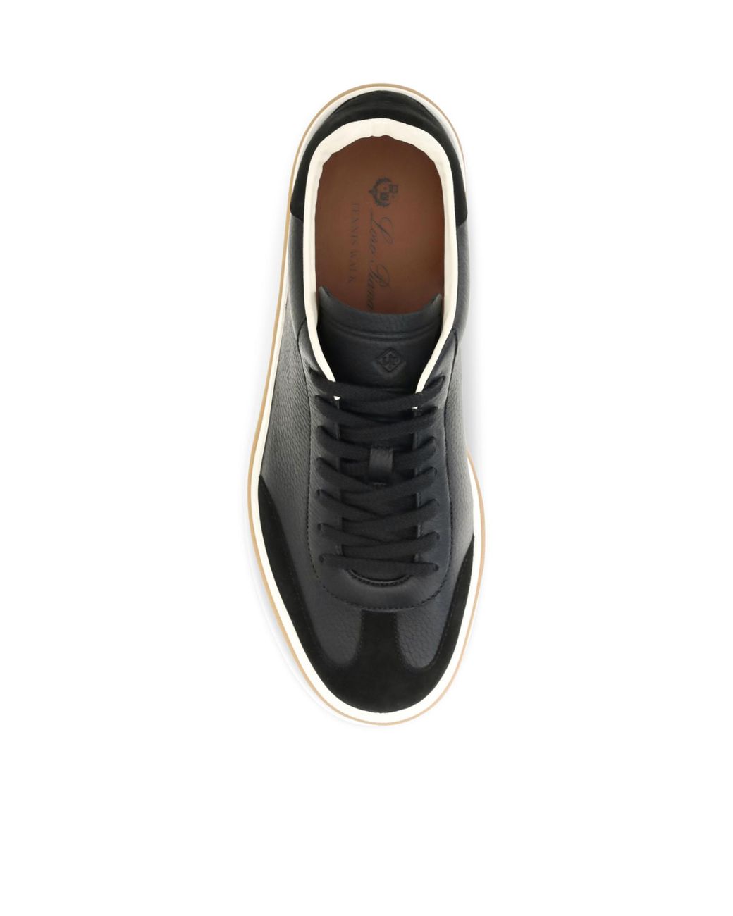 Loro Piana Black Almond Toe Lace-Up Sneakers for men