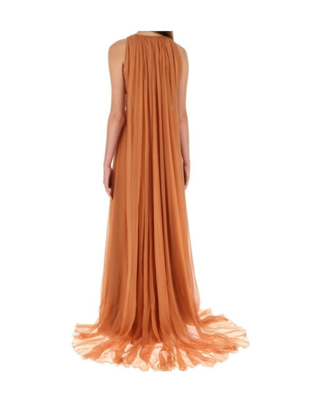 Valentino Brown V-Neck Silk Gown