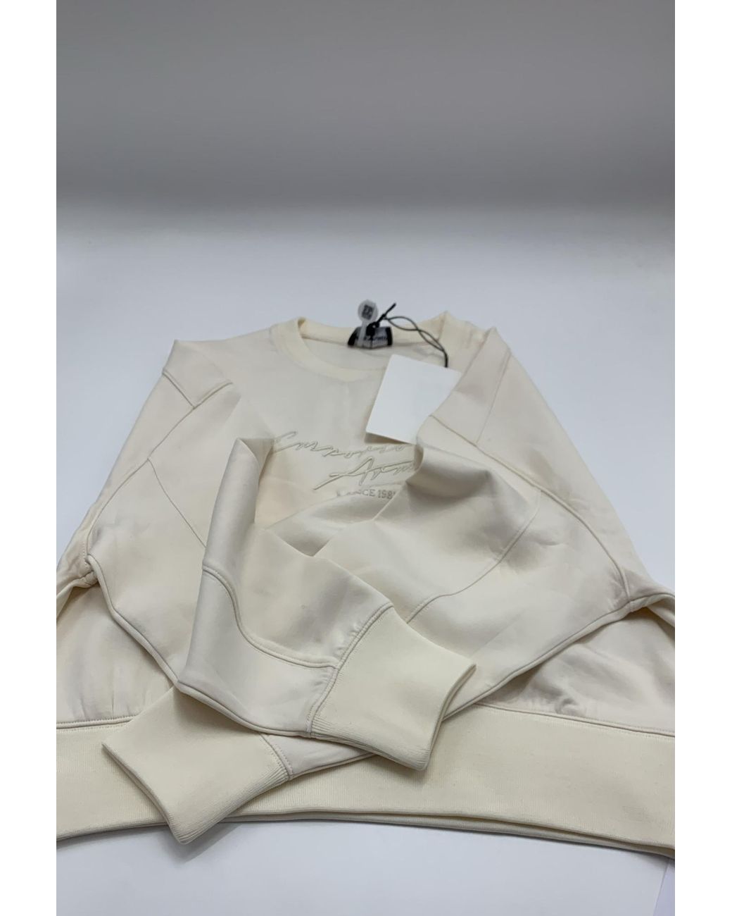 Emporio Armani White Embroidered Logo Sweatshirt