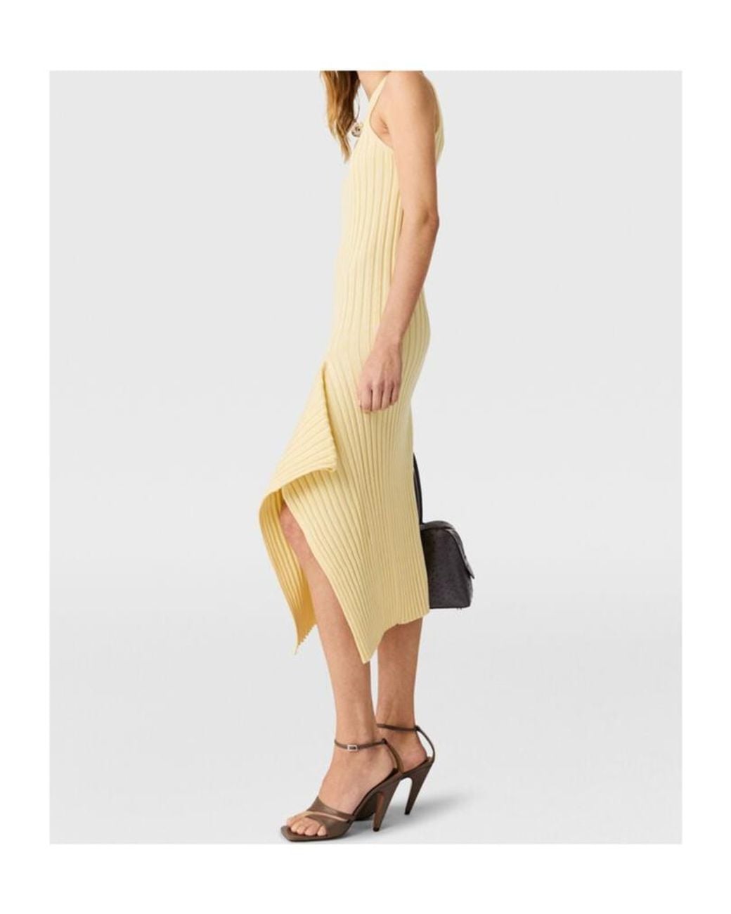 Stella McCartney Metallic Sleeveless Ribbed-Knit Midi Dress