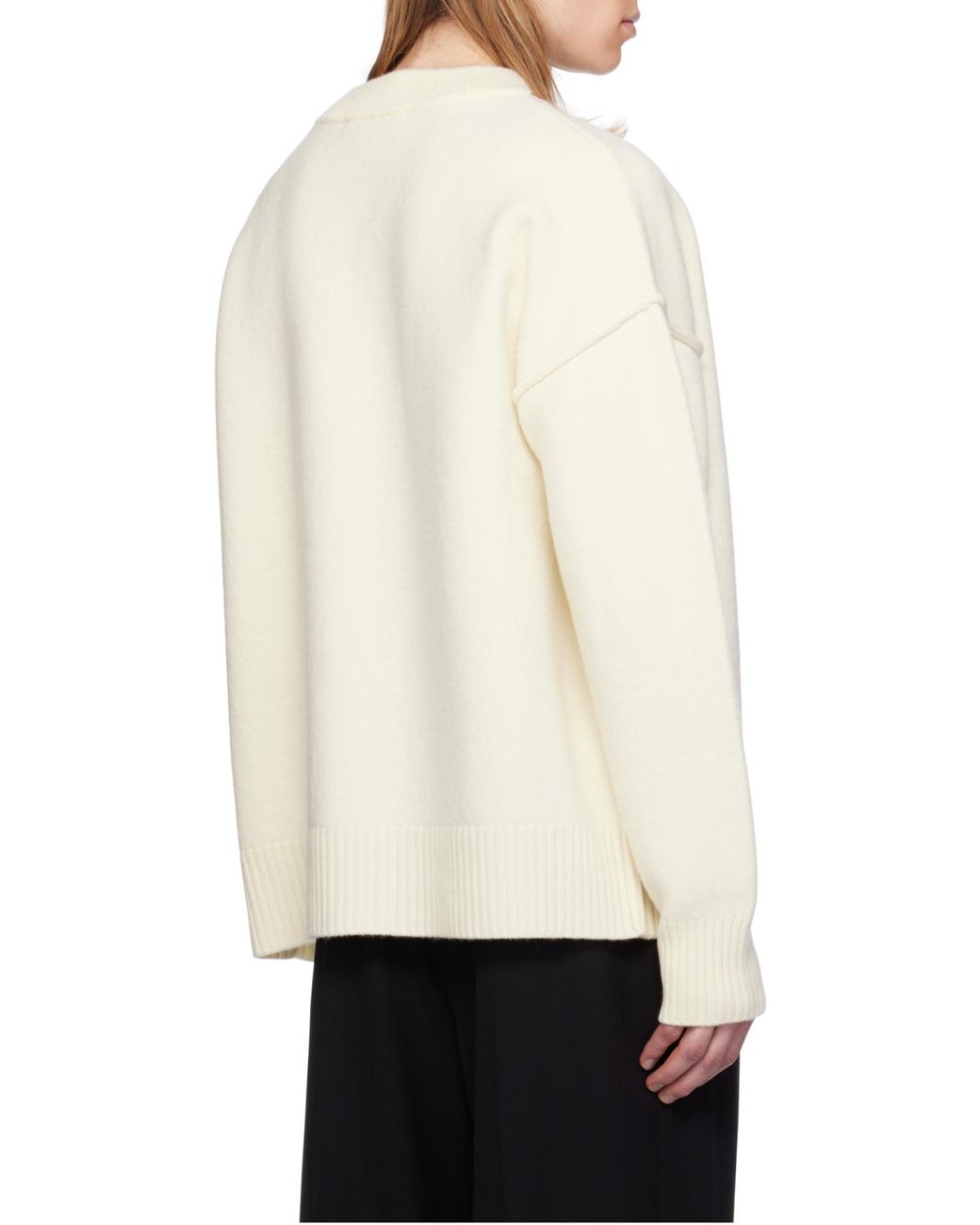 AMI White Ami De Coeur Logo Detailed V-Neck Cardigan for men