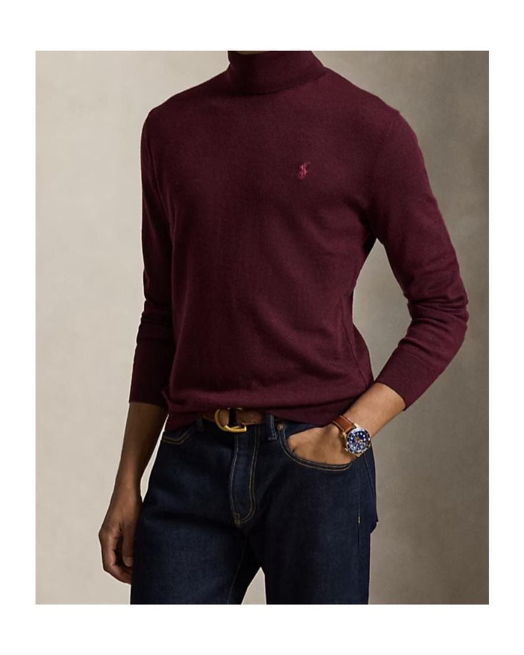 Polo Ralph Lauren Red Washable Wool Turtleneck Sweater for men