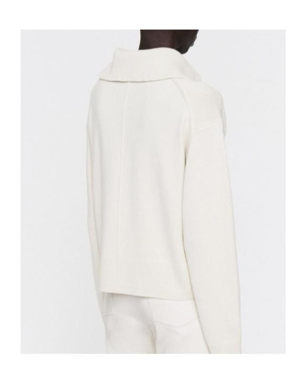 Joseph White Long Sleeved Knitted Polo Jumper
