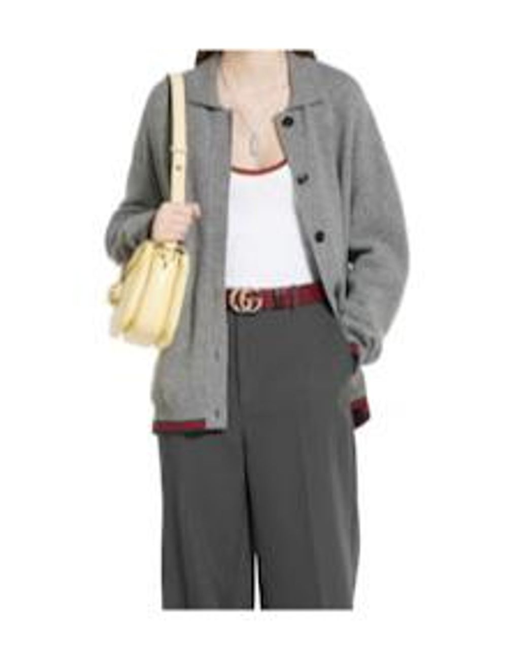 Gucci Gray Web Detailed Cardigan