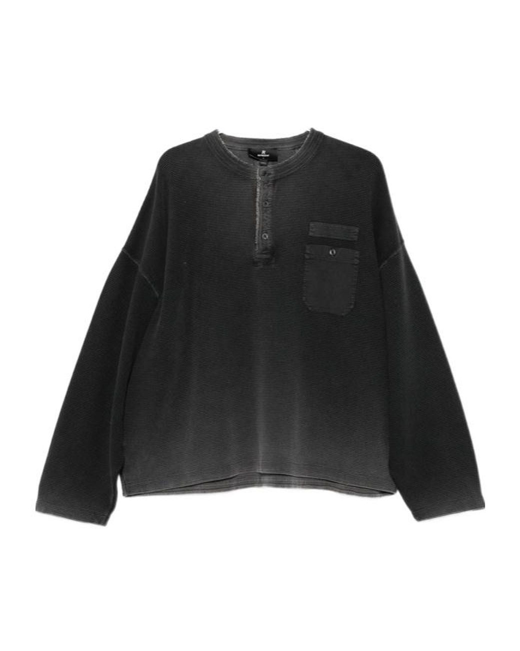 Represent Black Button-Neck Pocket Sweatshirt for men