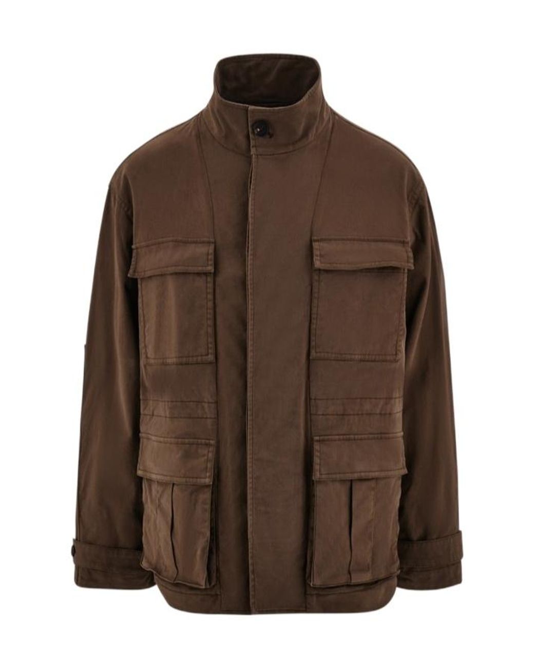 Ferragamo Brown Ferragamo High Neck Concealed Fastened Jacket for men