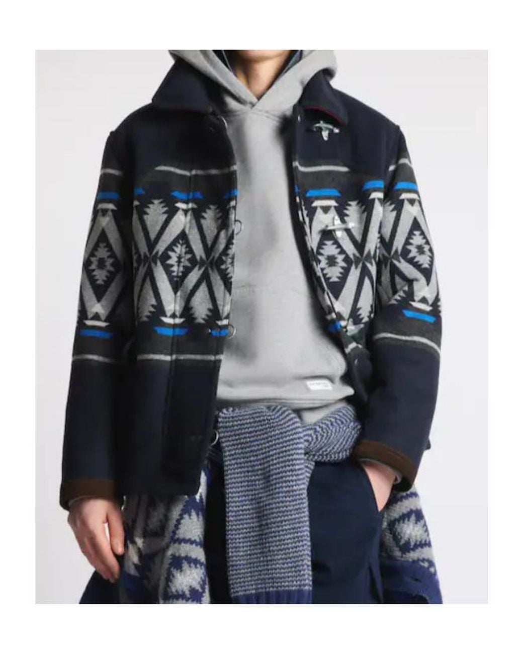 Fay Blue 4 Ganci Jacquard Archive Coat for men