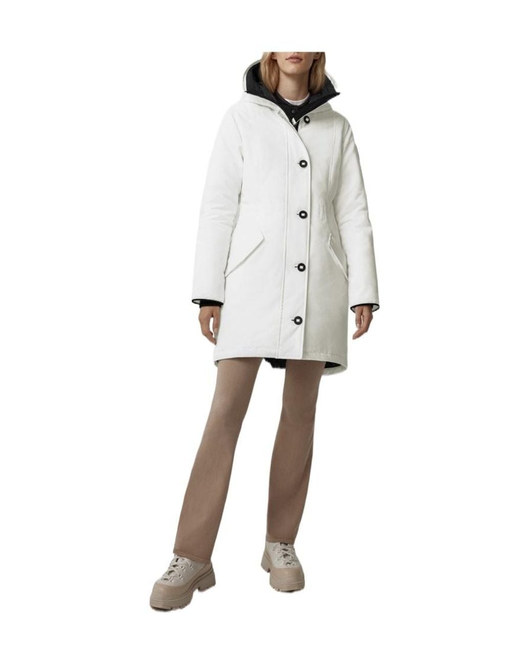 Canada Goose White Rossclair Hooded Shell Coat