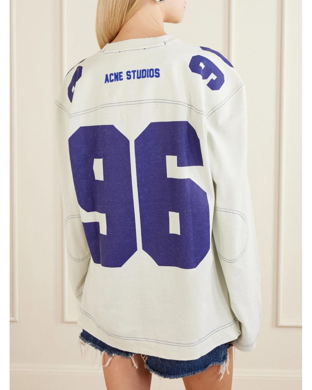 Acne Blue Number-Print Long-Sleeve Sweatshirt for men
